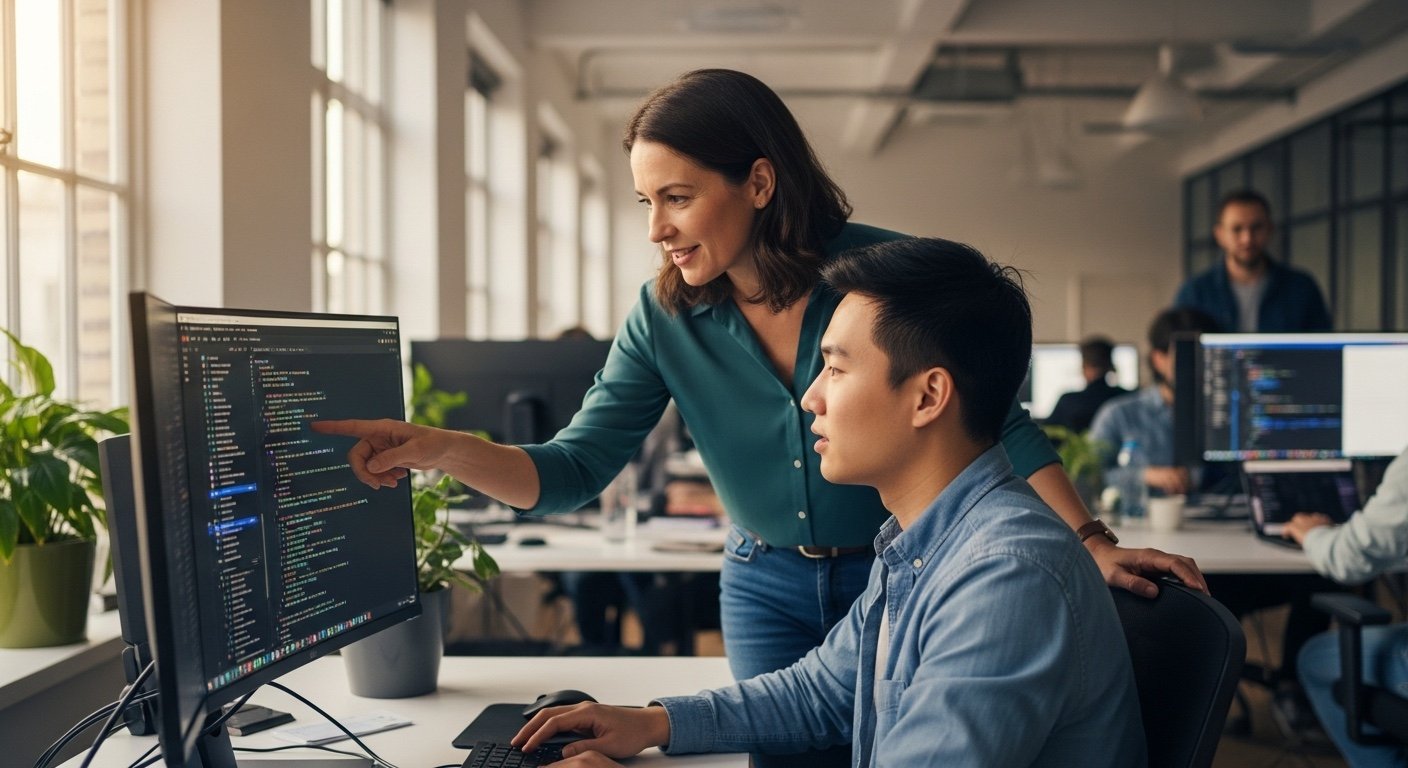 Diverse emerging talent working with technology